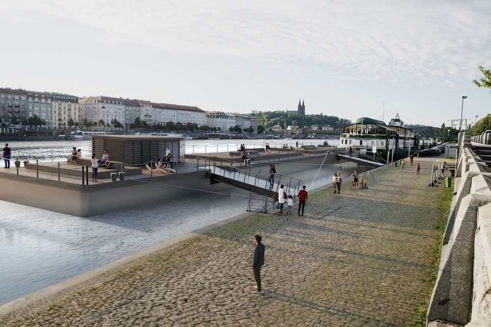 Vizualizace ComPonu na náplavce Hořejší nábřeží
